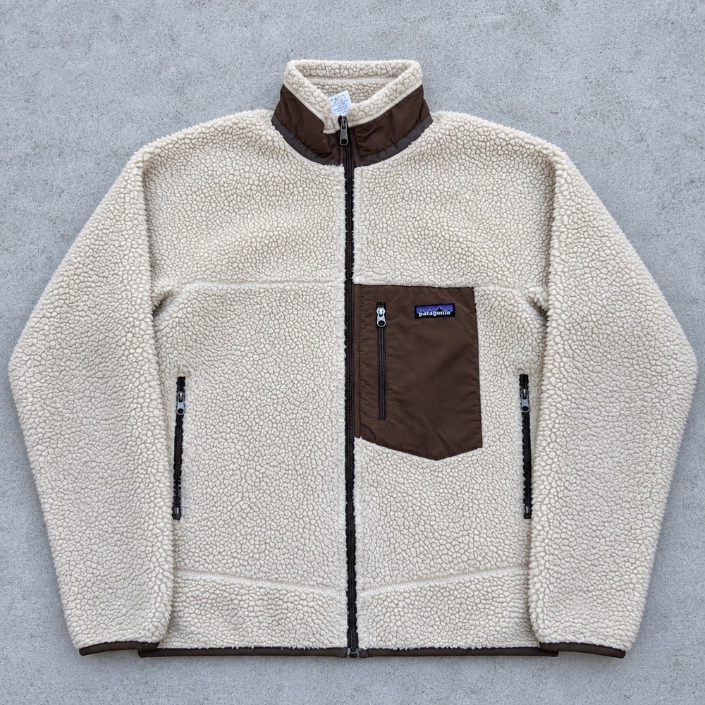 Patagonia Classic Retro X Fleece Jacket Cream Brown Full Zip Medium